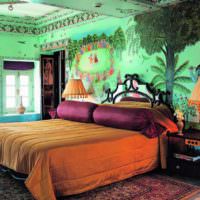 Яркие фотообои в дизайне спальни