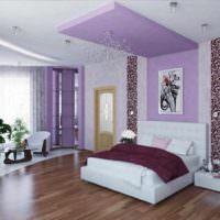 идея необычного оформления стиля стен в спальне фото