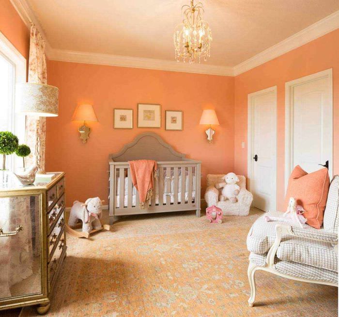 идея сочетания светлого персикового цвета в интерьере квартиры