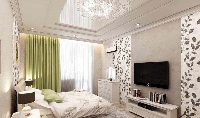 вариант светлого дизайна гостиной спальни 20 метров