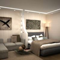пример светлого дизайна гостиной 20 метров фото