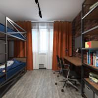 Двухярусная кровать в интерьере однокомнатной квартиры