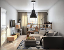 Оттенки серого цвета в интрьере однокомнатной квартиры