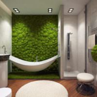 Живой мох в дизайне интерьера ванной комнаты