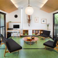 Оливковый пол в дизайне гостиной загородного дома