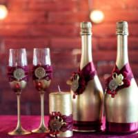 Оформление бутылок шампанского для серебряной свадьбы