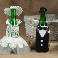 Оформление своими руками бутылок для жениха и невесты