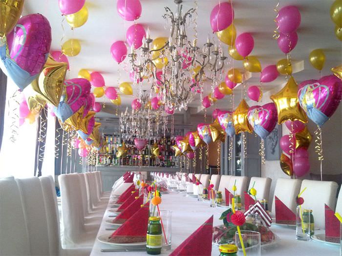 Оформление воздушными шарами помещения для проведения детского дня рождения