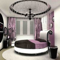 Круглая кровать в дизайне спальни