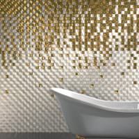 Золотисто-белая мозаика в ванной комнате