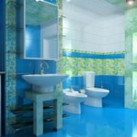 Обилие голубого цвета в интерьере ванной