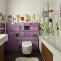 Цветы в интерьере ванной комнаты