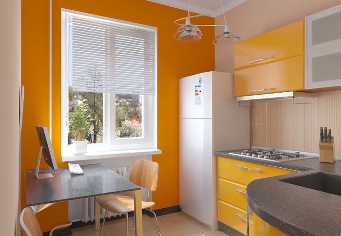 Дизайн интерьера кухни в оранжевом цвете