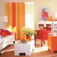 Оформление жилой комнаты с использованием оранжевого цвета