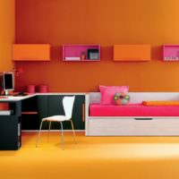 Различные оттенки оранжевого цвета в дизайне жилой комнаты
