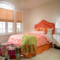Различные оранжевые оттенки в интерьере спальни