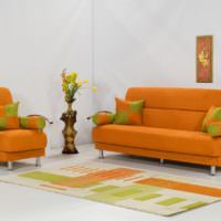 Мягкая мебель с тканевой обивкой оранжевого цвета
