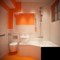 Белый оранжевый и черный цвета в дизайне ванной