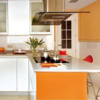 Оранжевые оттенки в интерьере кухонного помещения