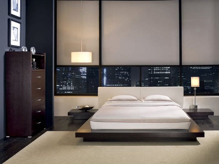 Интерьер спальни современного мужчины в стиле минимализма