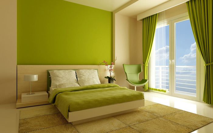 Спальня для супругов в зеленых тонах