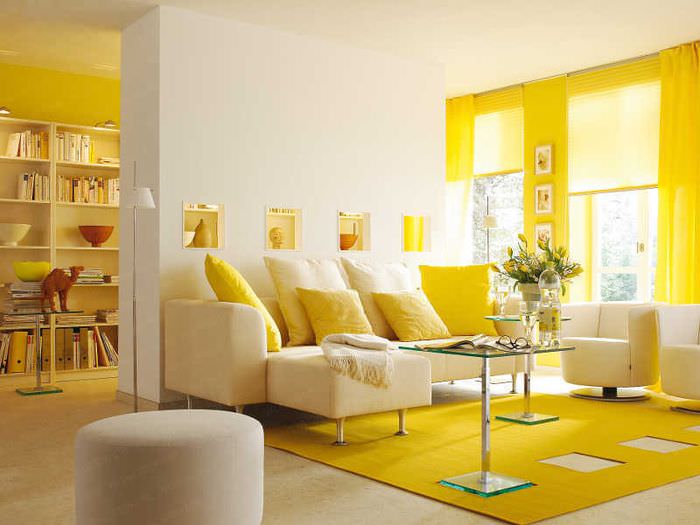 Желтые оттенки в дизайне жилых помещений