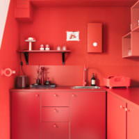 Красная кухня в частном доме