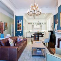 Синий цвет в интерьере жилой комнаты