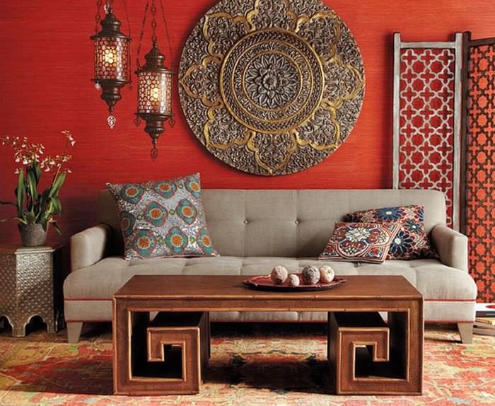 Оформление гостиной частного дома в марокканском стиле