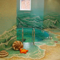 Красивая отделка в ванной комнате из мозаики