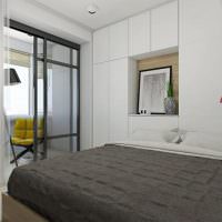 Встроенная мебель в спальне стиля минимализм