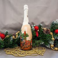 Декор шампанского к рождественским праздникам