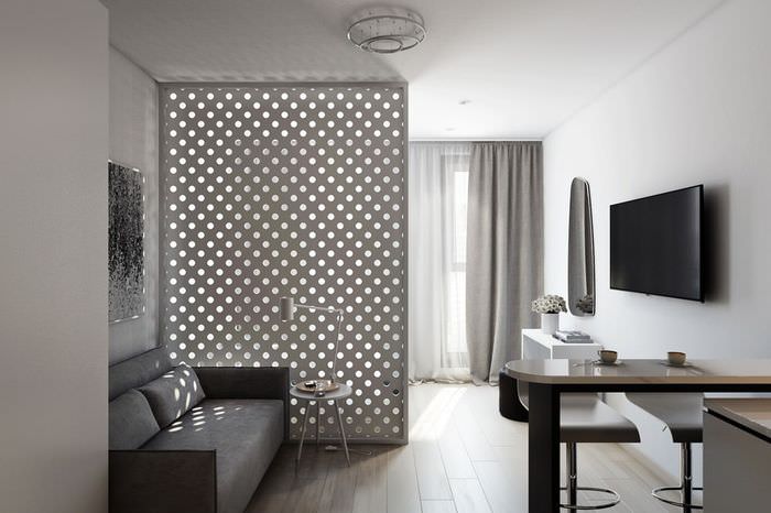 Дизайн квартиры=студии с одним окном в стиле минимализма