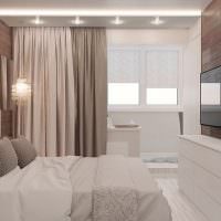Спальня с балконом в стиле минимализма