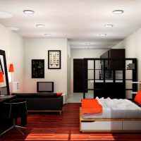 Черная мебель в дизайне квартиры студии