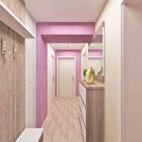 Розовый цвет в интерьере узкого коридора