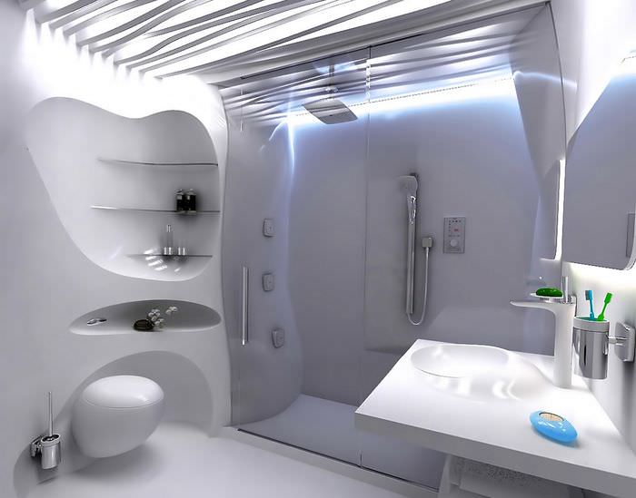 нереальный интерьер ванной комнаты в стиле бионика
