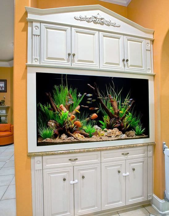Кухонный шкаф с встроенным аквариумом