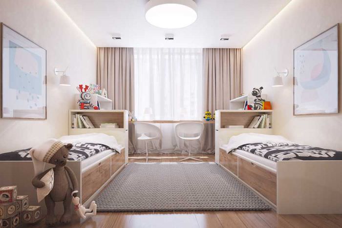 Детская комната в 14 кв метров с двумя кроватями