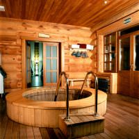Деревянная купель в частной бане