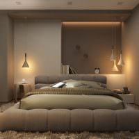 Стильное оформление спальни в серых оттенках