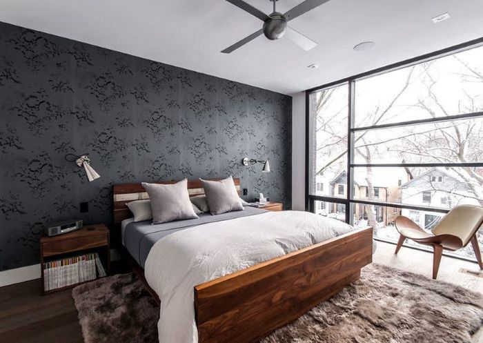 Спальня в стиле модерн с панорамным окном