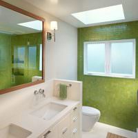 Ванная комната с зеленым кафелем