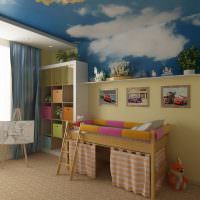 Фотообои с облаками на потолке детской комнаты