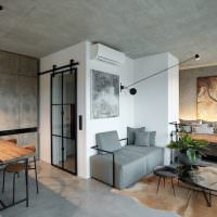 Серый интерьер квартиры-студии