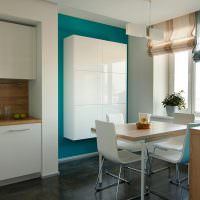 Белый подвесной шкаф на кухне в стиле минимализма