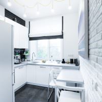 Дизайн небольшой кухни в белом цвете