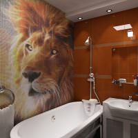 Изображение льва на мозаике в ванной комнате