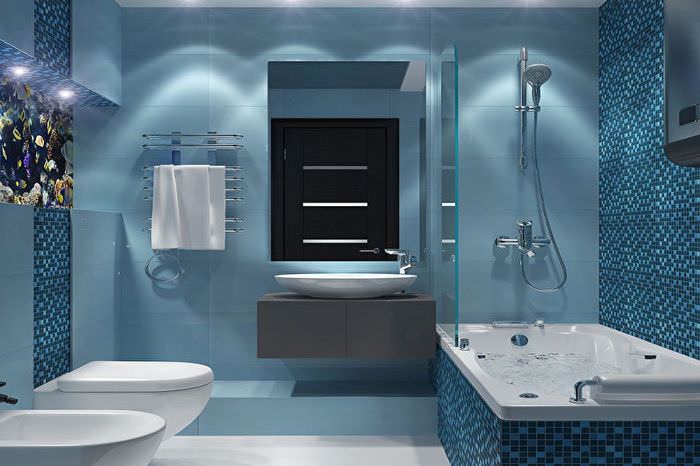 Дизайн ванной комнаты в голубых тонах