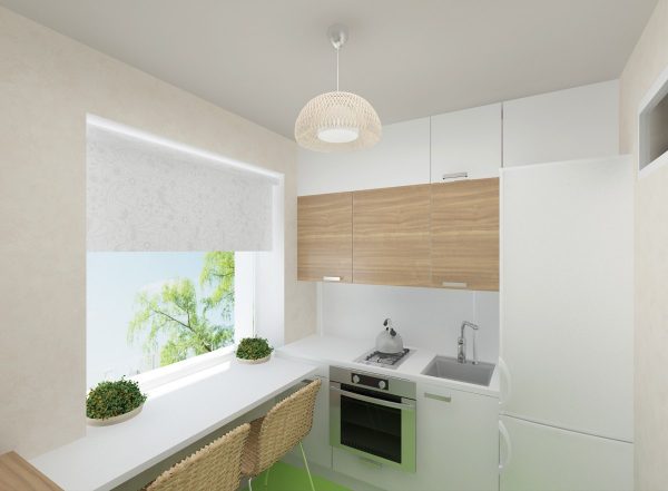 Светлая маленькая кухня выглядит больше и смотрится уютнее